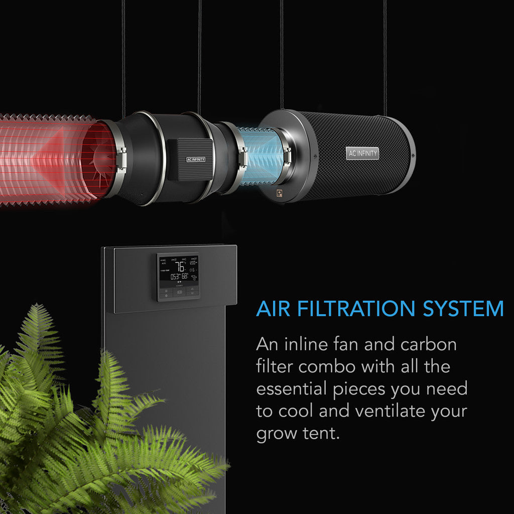 AC Infinity - Air Filtration Kit PRO 8", Inline Fan with Smart Controller, Carbon Filter & Ducting Combo