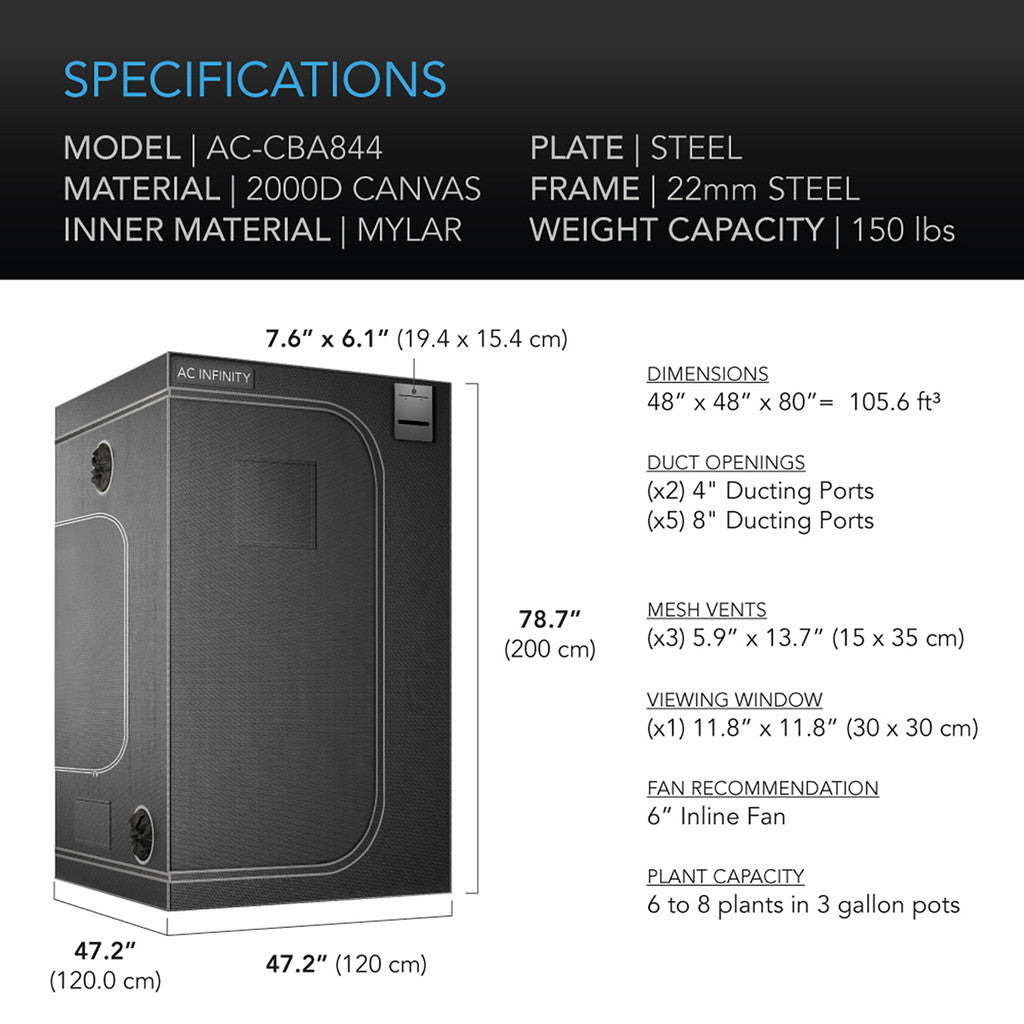 AC Infinity - CLOUDLAB 844, Advance Grow Tent 4x4