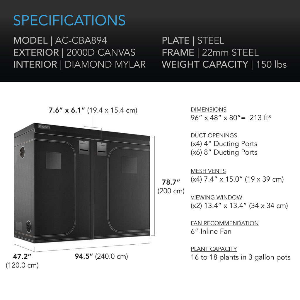 AC Infinity - CLOUDLAB 894, Advance Grow Tent 8x4