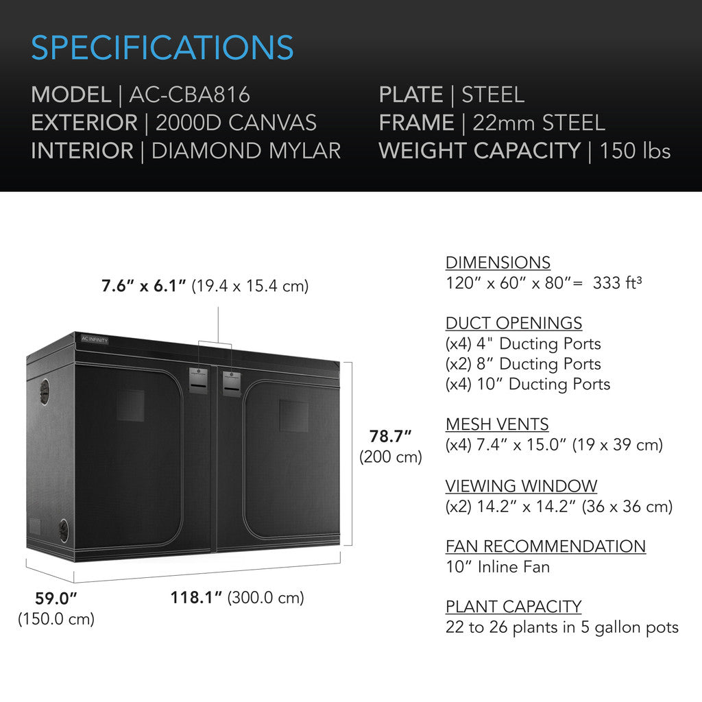 AC Infinity - CLOUDLAB 816, Advance Grow Tent 10x5