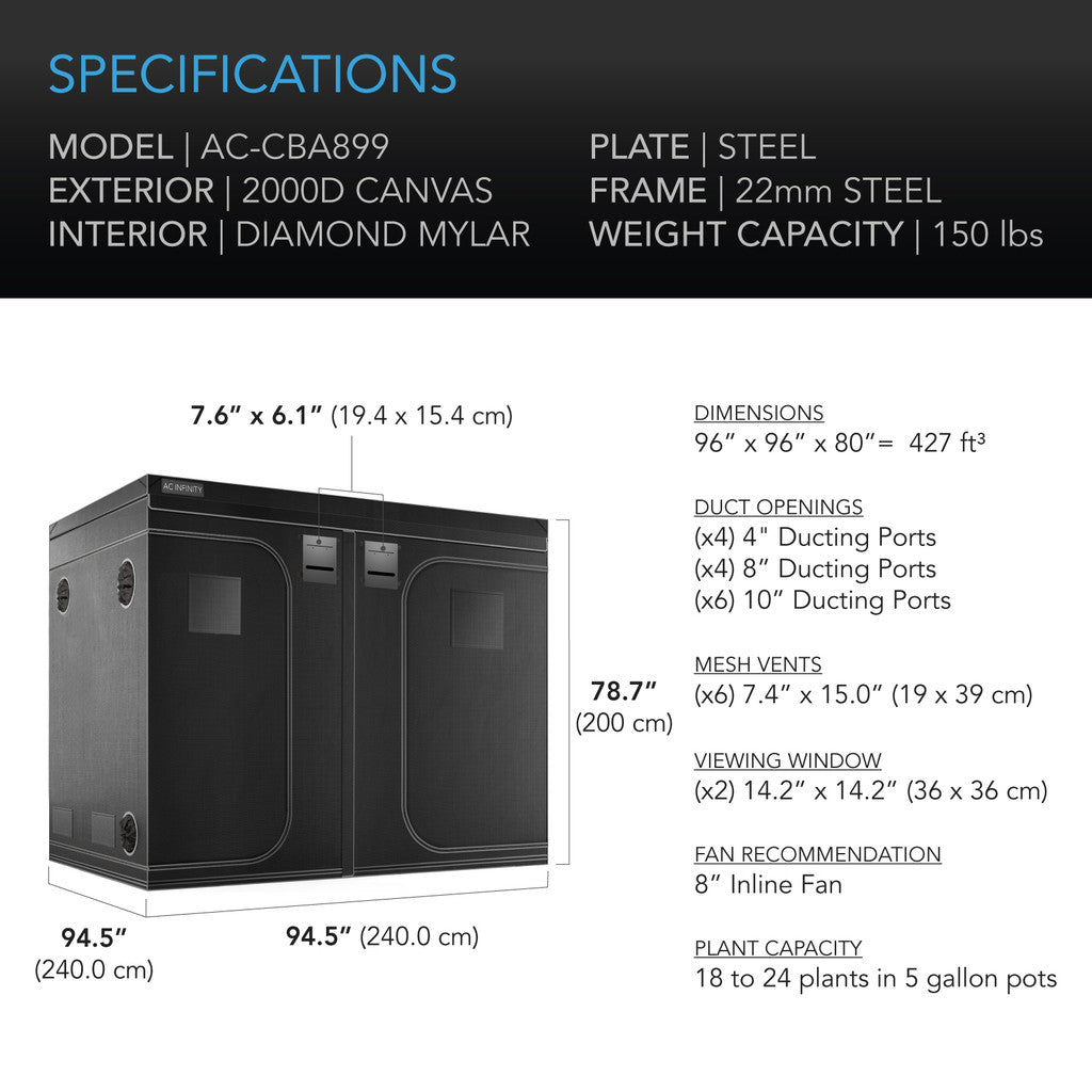 AC Infinity - CLOUDLAB 899, Advance Grow Tent 8x8