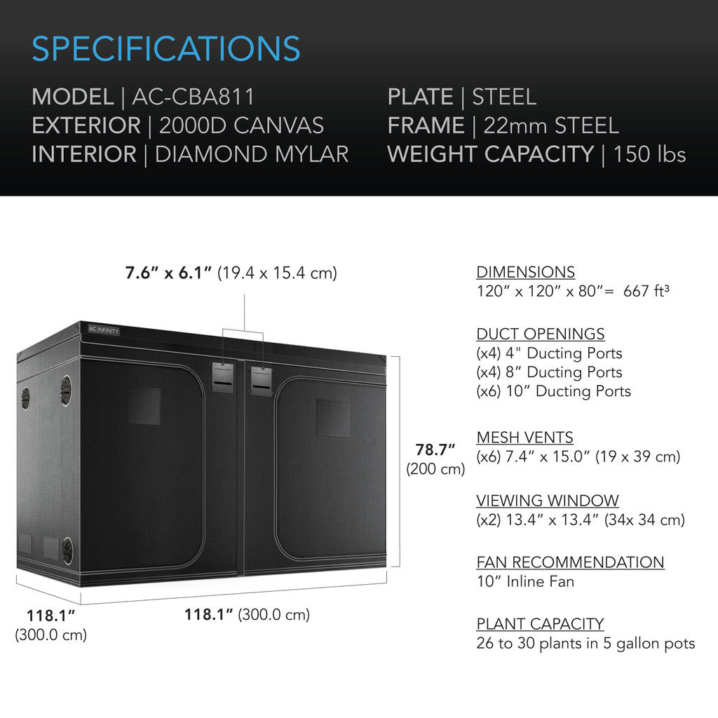 AC Infinity - CLOUDLAB 811, Advance Grow Tent 10x10